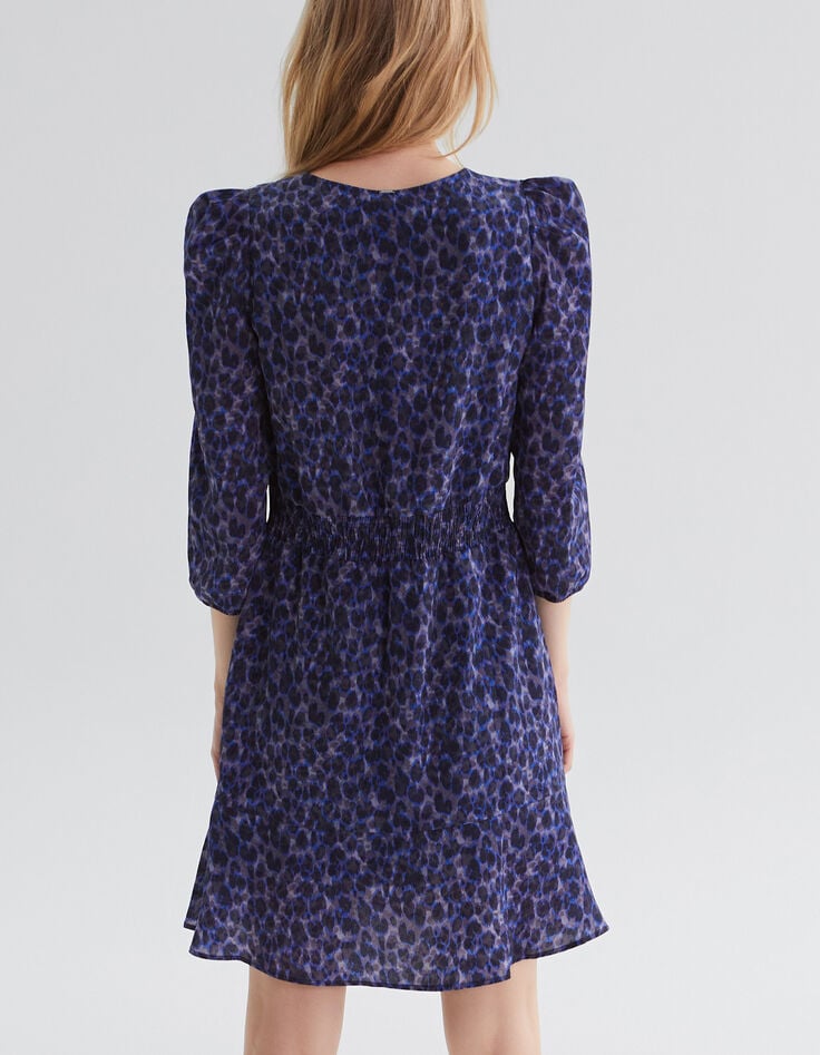 Robe marine recyclée imprimé tachiste Femme-3 Robe marine recyclée imprimé tachiste Femme-3