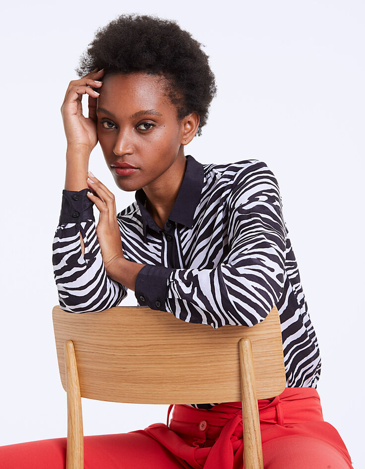 Chemise en viscose imprimé zèbre femme-2