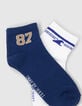 Boys&rsquo; blue and white short socks-6