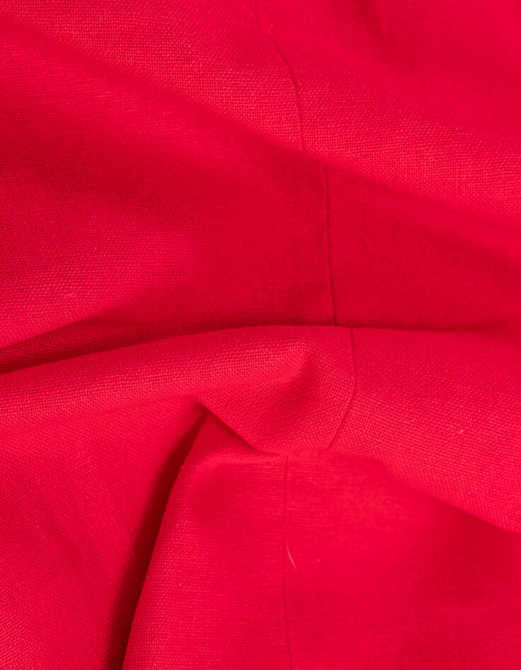 Americana roja de lino y algodón con doble botonadura para mujer-6