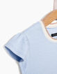 Hemelsblauw T-shirt met strokenmouwen meisjes-4