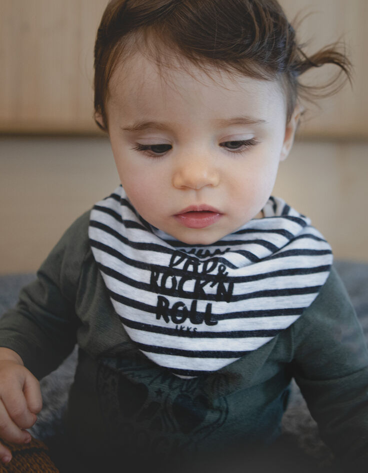 Mastiek gechineerde slabber rockprint biokatoen baby’s-1