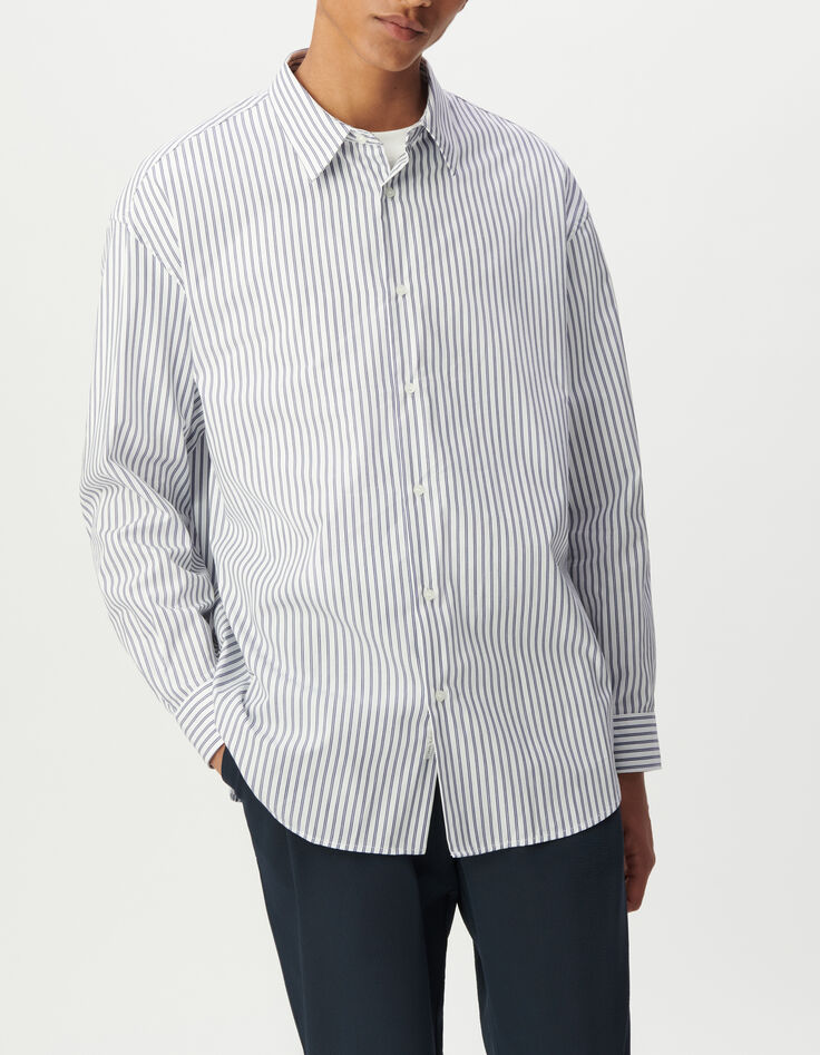 Chemise REGULAR bleu ray&eacute;e 100% coton Homme-2