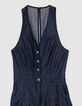 Dames jumpsuit zonder mouwen en rauw denim-7