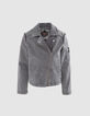 Veste en jean gris esprit motard fille-1