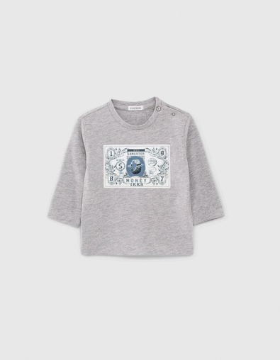 Baby boys grey T shirt with lenticular image