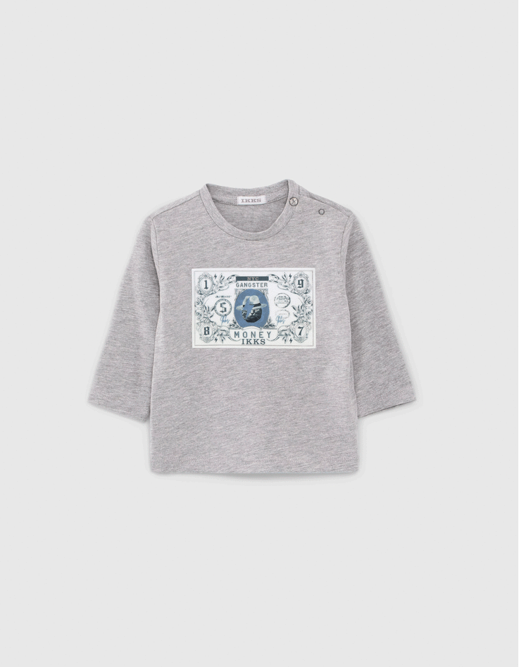 Graues T-Shirt mit Motivlinse für Babyjungen-1