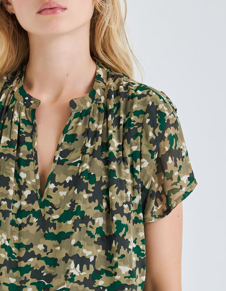 Women’s lichen dress with green camouflage print-4