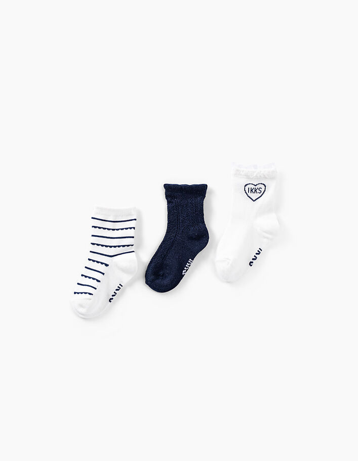 Baby girls' off-white and navy socks - IKKS