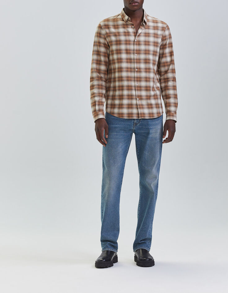 Chemise REGULAR camel motif carreaux Homme-5