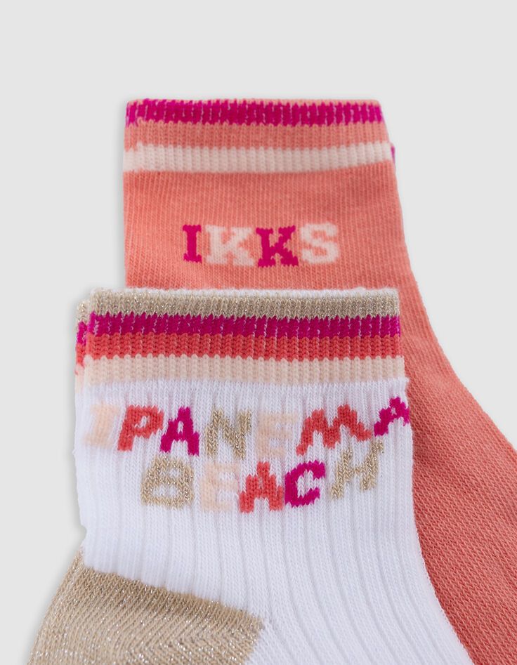 Chaussettes roses, écrues, corail fille-3