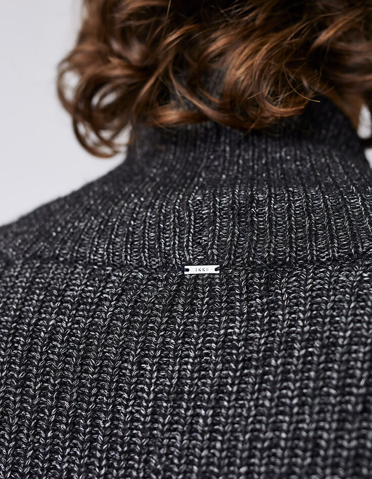 Cardigan noir tricot à col châle Homme-5