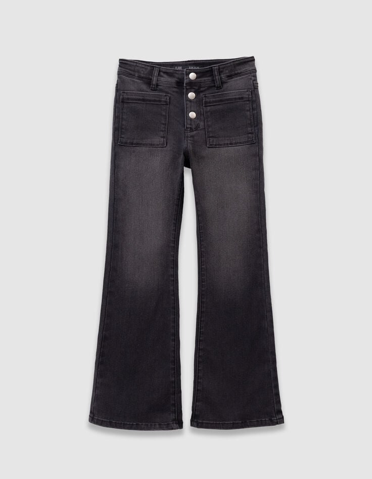 Girls’ grey flared jeans with visible buttons-2 Girls’ grey flared jeans with visible buttons-2