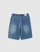 Bermuda en jean bleu taille &eacute;lastiqu&eacute;e gar&ccedil;on-3