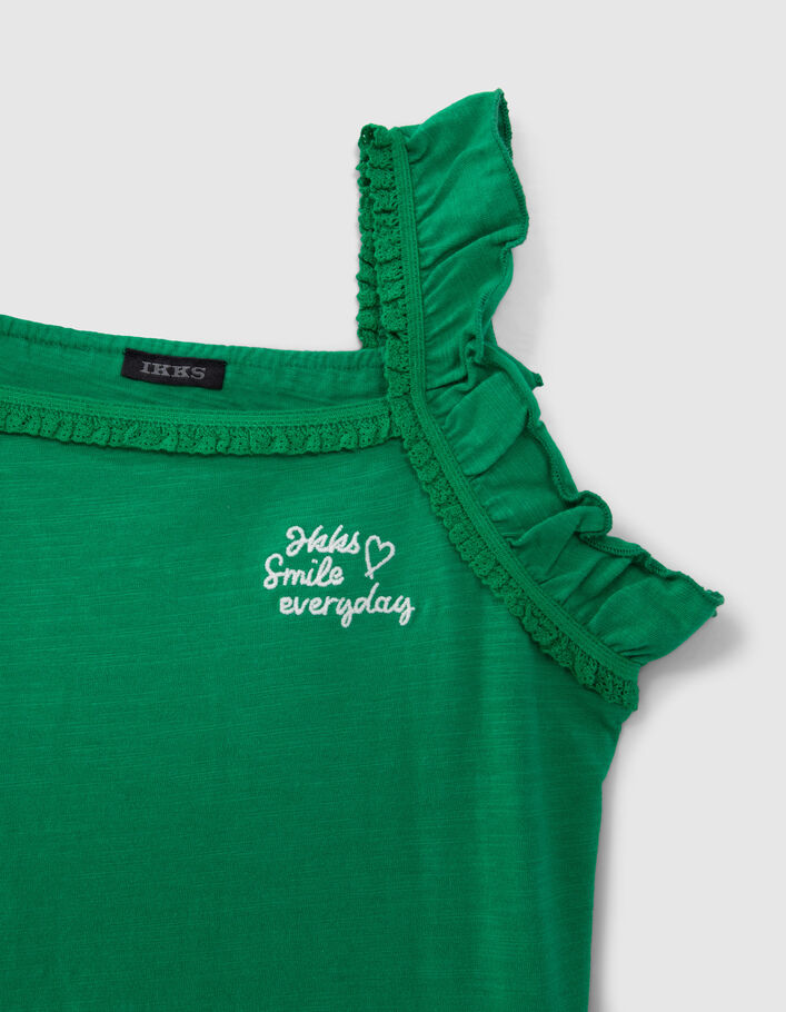 Camiseta de tirantes verde tiras encaje niña - IKKS