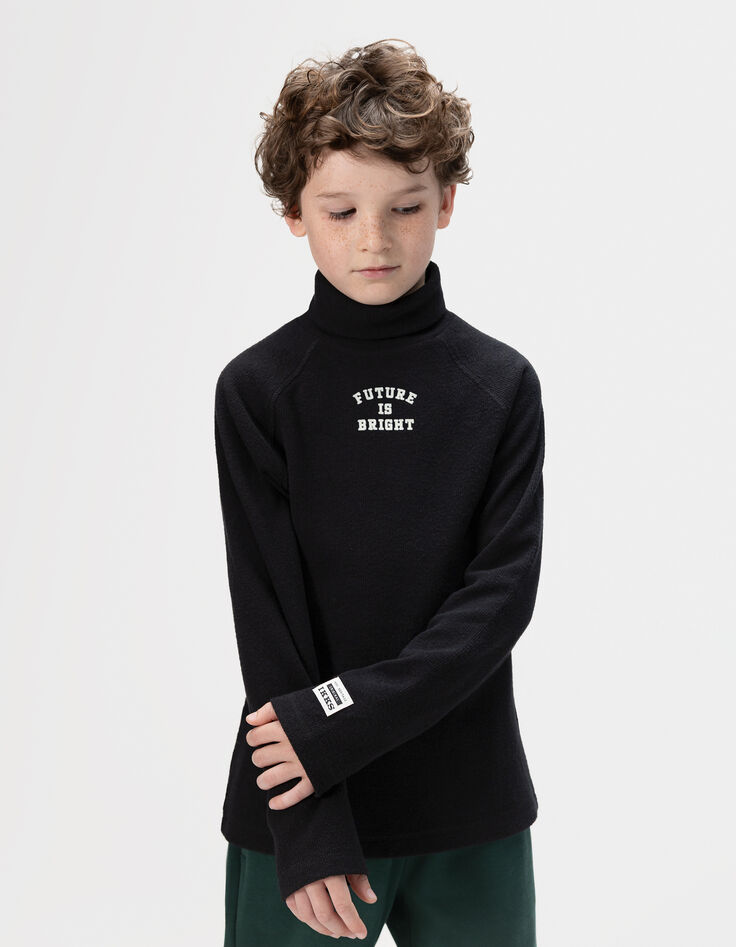 Zwart T-shirt lange mouwen rolkraag jongens-7