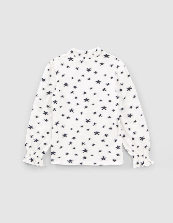 Gebroken wit T-shirt all-over sterrenjacquard meisjes-3