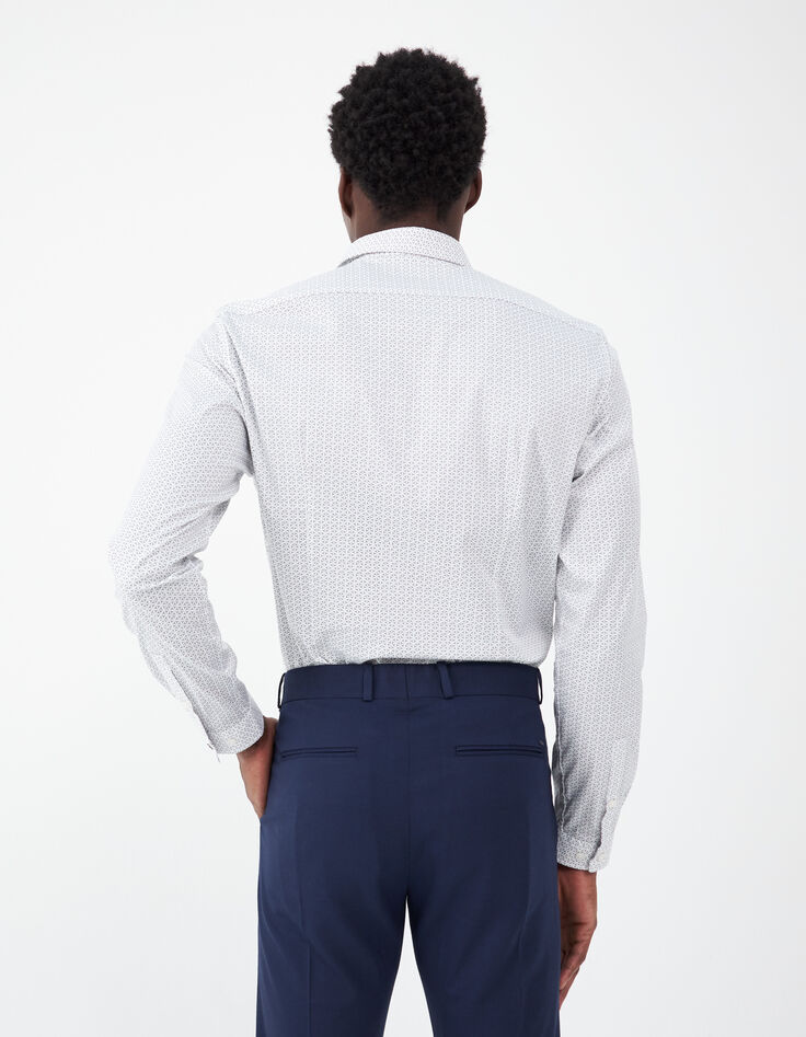 Wei&szlig;es SLIM-Herrenhemd mit dezentem Print-3
