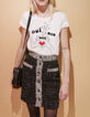 Women’s ecru IKKS capsule slogan motif cotton T-shirt-2
