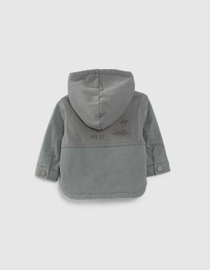 Kaki parka twee materialen babyjongens-3