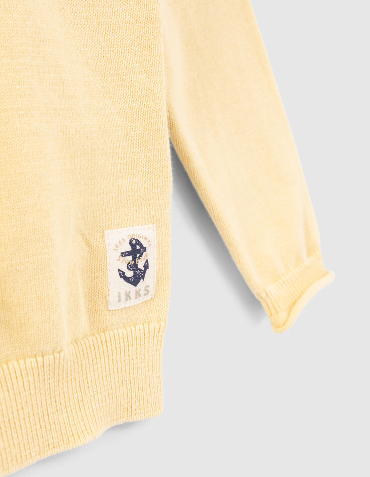 Pull jaune tricot message jacquard au dos garçon-8
