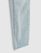 Bleach Blue Skinny-Mädchenjeans mit Fransenabschluss-4