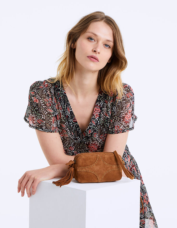 Women’s The Small Messenger studded suede clutch-5