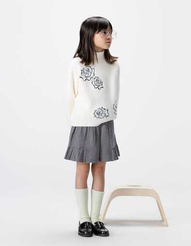 Girls’ navy gingham shorts with ruffles - IKKS