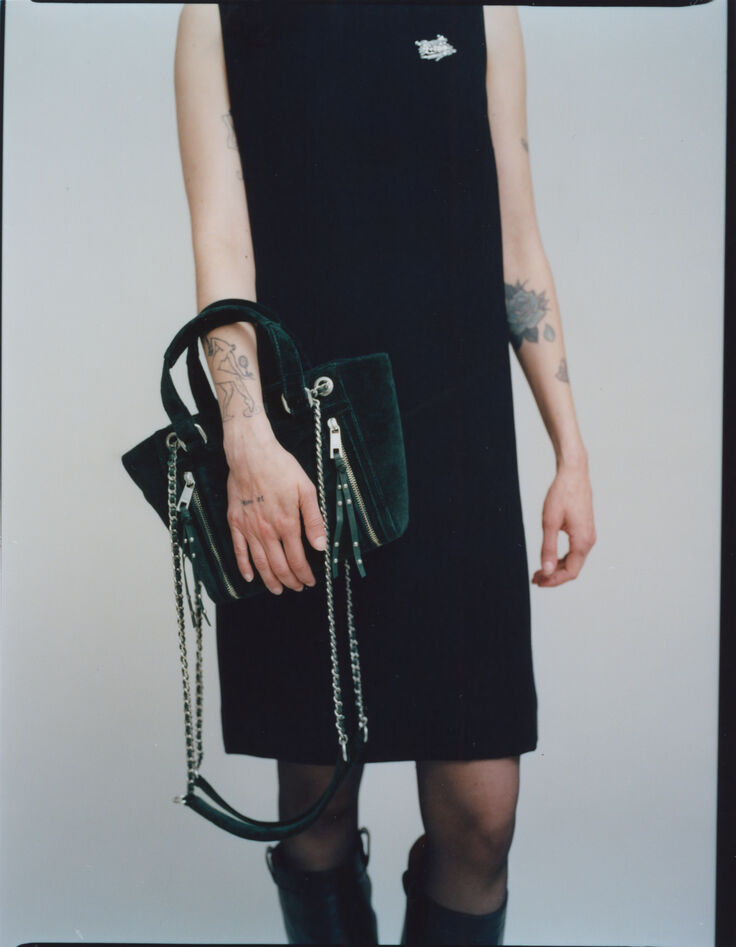 Tas 1440 groen fluweel Maat Klein Vrouw-8 Tas 1440 groen fluweel Maat Klein Vrouw-8