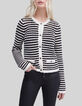 Women’s navy openwork knit sailor-stripe cardigan-1