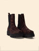 Chelsea laarzen bruin leer Fluwelen zebra motief I.Code-6