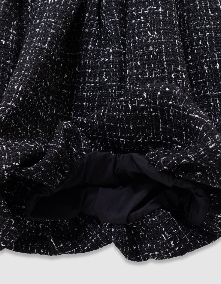 Girls’ black tweed-look mixed-fabric dress-5
