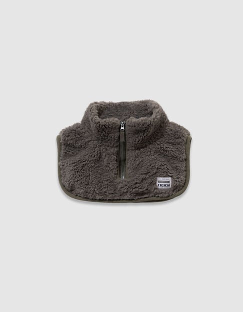 Boys’ khaki sherpa zipped neck warmer - IKKS