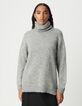 Grauer Rollkragenpullover für Damen mit Lurex-Rippung-2