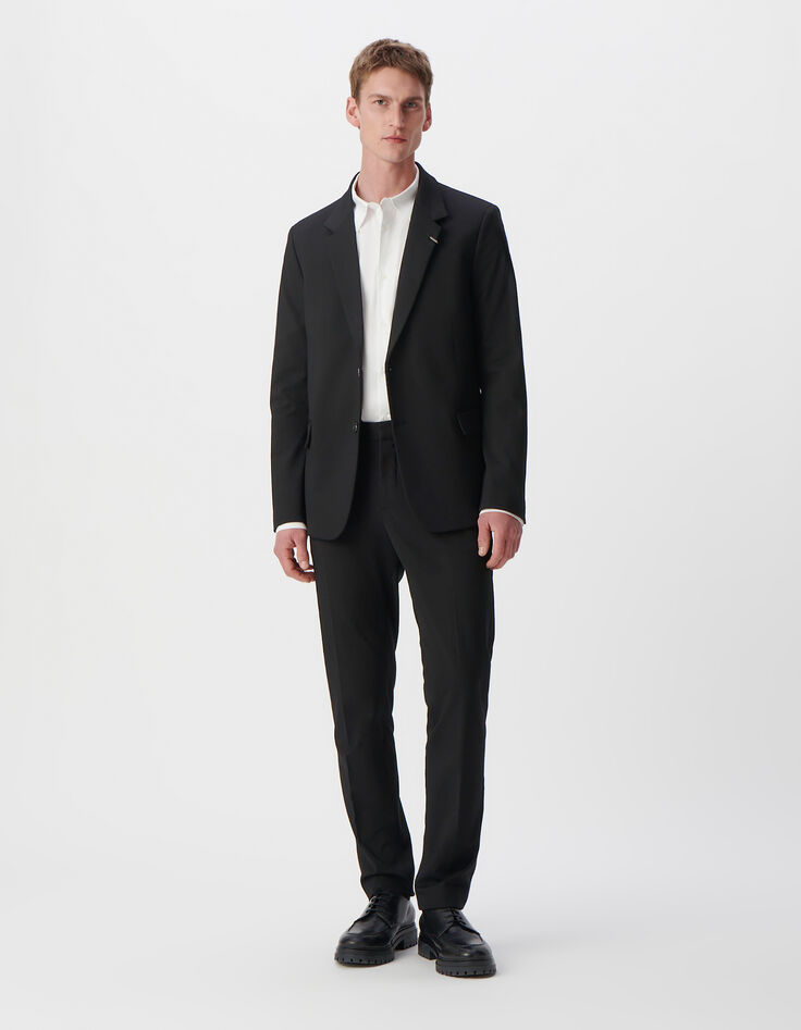 Schwarze UNTAILLIERTE Herrenanzugjacke Milano-Strick-1