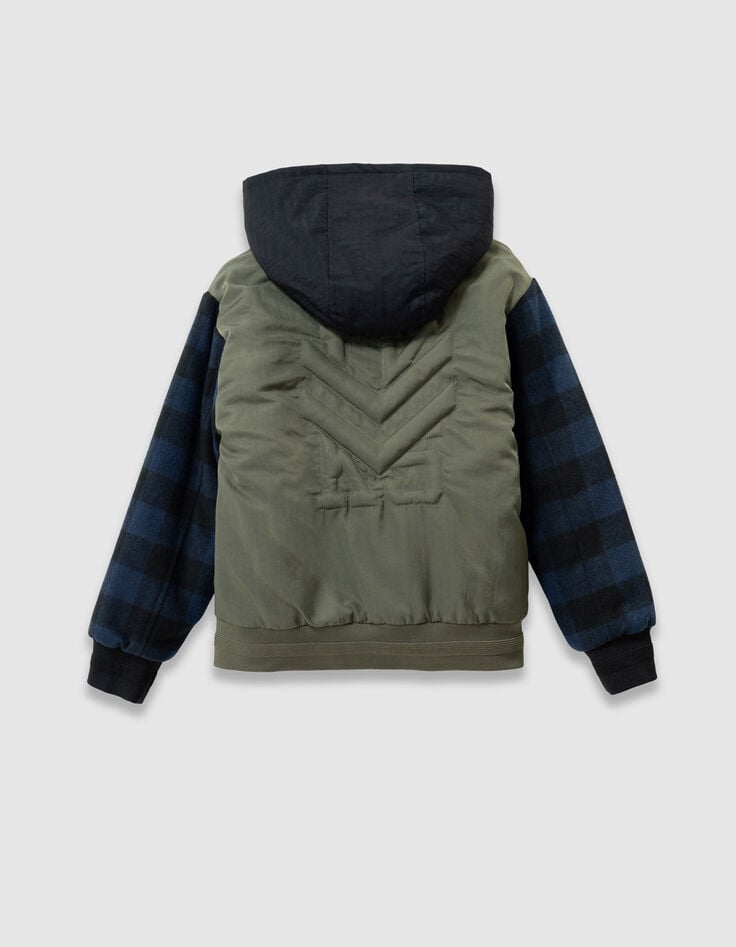 Khaki Jungenjacke Karo-Ärmeln und Bomberjacke-6 Khaki Jungenjacke Karo-Ärmeln und Bomberjacke-6