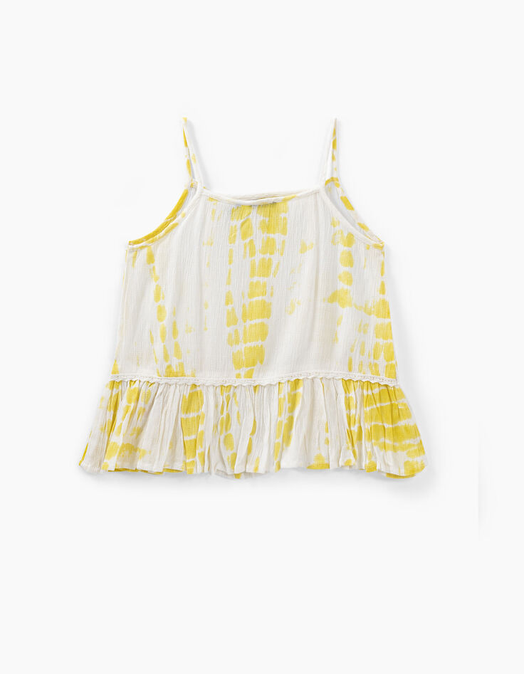 Girls’ medium yellow tie-dye and lace top-3