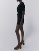 Combi short noir ceinturé avec ouverture dos Femme-2