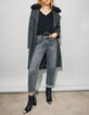 Women’s grey check coat with black faux fur collar-2