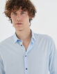 Camisa SLIM azul cielo de velo de algodón para hombre-4