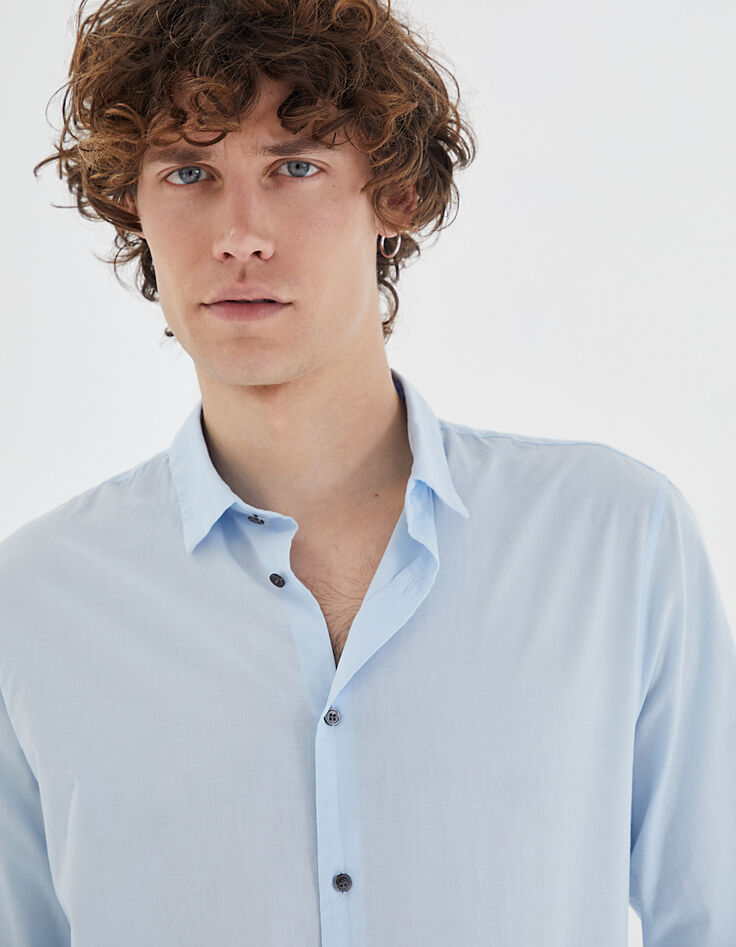 Camisa SLIM azul cielo de velo de algodón para hombre-4 Camisa SLIM azul cielo de velo de algodón para hombre-4