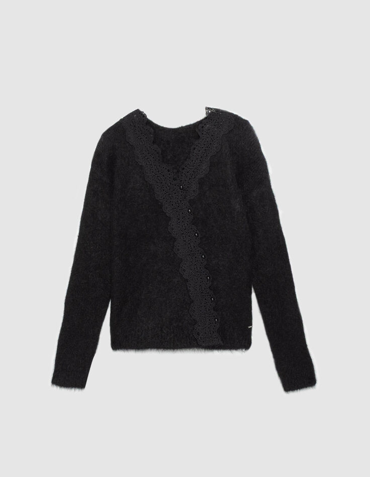 Jersey negro punto calado reversible mujer-5