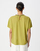 Dames-T-shirt met groene korte mouwen en juwelenkraag-3
