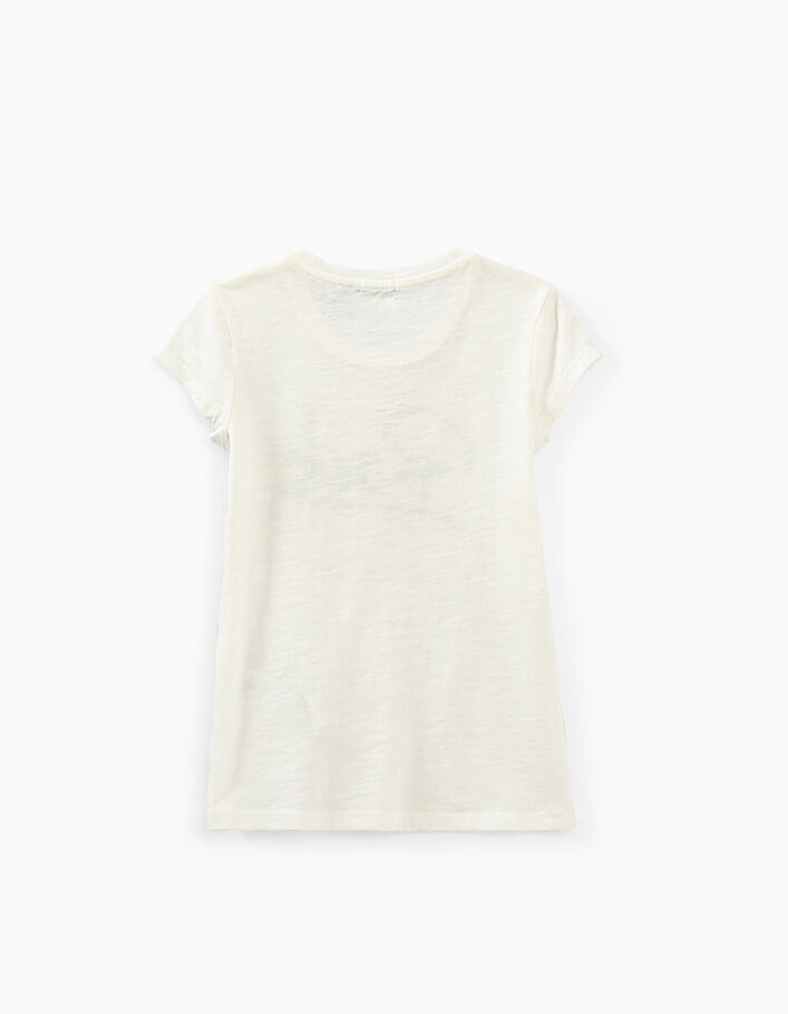 Girls’ off-white T-shirt with reversible sequin slogan - IKKS