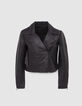 Women’s black crocodile-embossed leather biker jacket-6