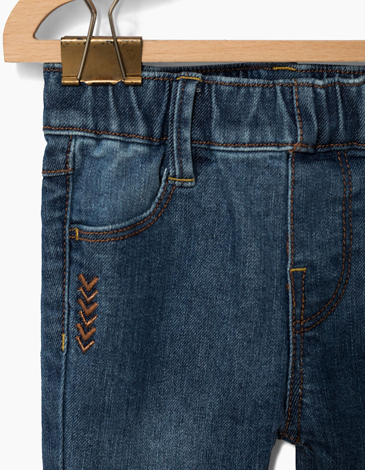 Baby girls’ blue denim embroidered trousers-3