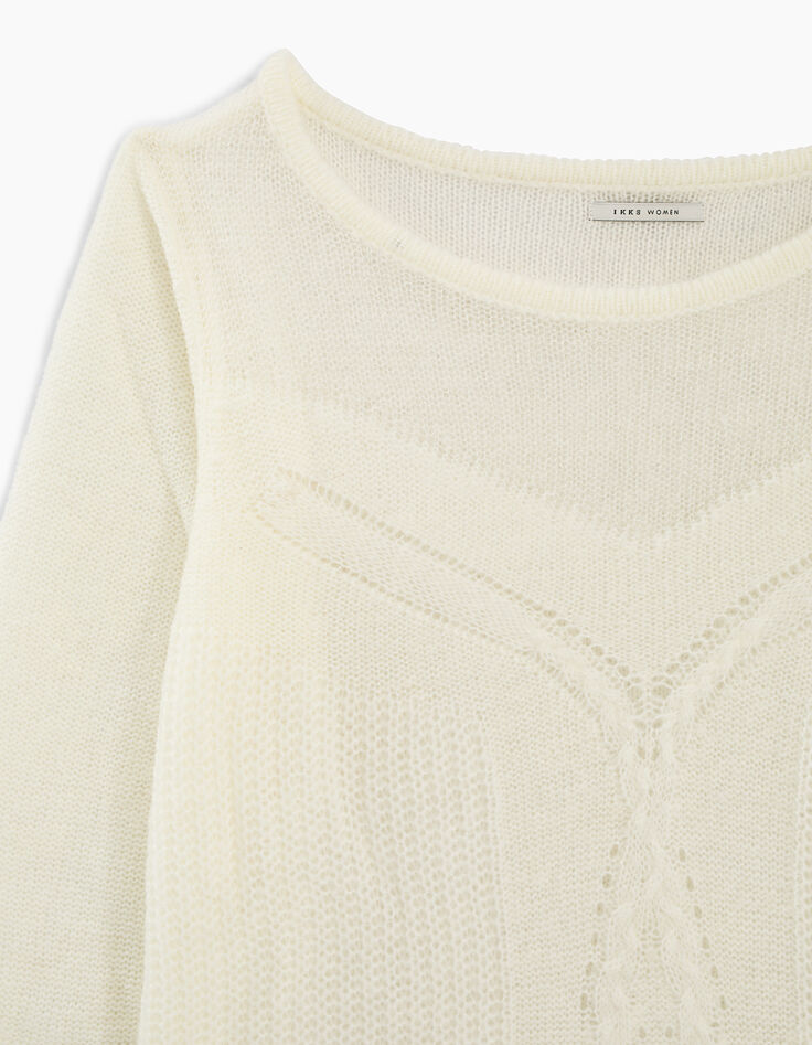 Pull écru torsadé femme-2