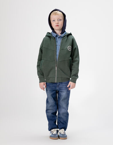 Cárdigan cremallera verde capucha niño - IKKS