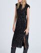 Robe fourreau noire entièrement brodée sequins Femme-2