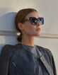 Schwarze Sonnenbrille Billy graue Gläser-7